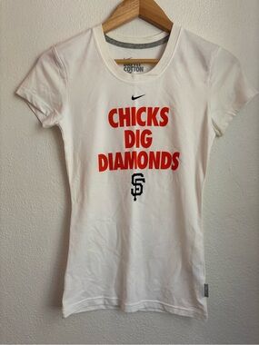 Nike | "Chicks Dig Diamonds" White Graphic Tee SF Giants